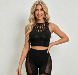 Women Hollow Out Sexy Top and Short Lingerie Two-Piece Set