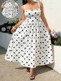 Women Summer Sleeveless Printed Polka Dot Sexy Spaghetti Strap Dress
