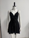 Women Holiday Mesh Sexy V-Neck Backless Strap Dress