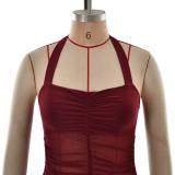 Women Summer Elegant Sexy Halter Neck Backless Fishtail Dress