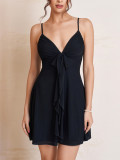 Women Holiday Mesh Sexy V-Neck Backless Strap Dress