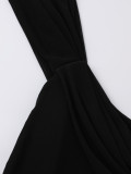 Women Summer Spaghetti Strap Off Shoulder Mesh Fishbone Maxi Dress