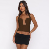 Women Hollow Out Bandeau Underwire Halter Neck Top