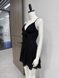 Women Holiday Mesh Sexy V-Neck Backless Strap Dress