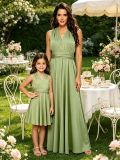 Family Wear Women Girls Sleeveless Dress
