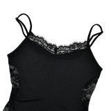 Women Sexy Lace Patchwork Backless Jumpsuit