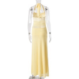 Women Summer Elegant Sexy Halter Neck Backless Fishtail Dress