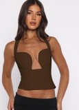 Women Hollow Out Bandeau Underwire Halter Neck Top