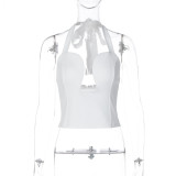 Women Hollow Out Bandeau Underwire Halter Neck Top
