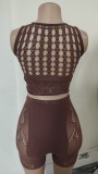 Women Hollow Out Sexy Top and Short Lingerie Two-Piece Set