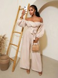 Fashion Casual Off-Shoulder Puff Sleeve Jumpsuit