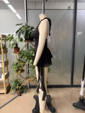 Summer Sexy Lace-Up V-Neck Halter Neck Low Back Side Tie Jumpsuit