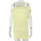 Solid Color Chic Slim Fit Women Bodycon Off Shoulder Strapless Mini Dress