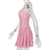 Women Striped Slim Waist Slim Fit A-Line Strap Sweet Dress