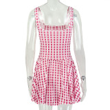 Women Striped Slim Waist Slim Fit A-Line Strap Sweet Dress