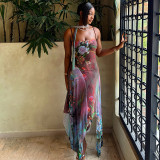 Summer Women Strap Printed Maxi Dress