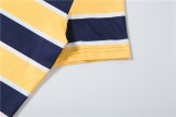 Summer Women Fashion Turndown Collar Striped Sports Trend Short Sleeve Dress