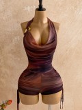 Women Color-Block Lace-Up Jumpsuit