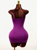 Ruched Dress Sexy Low Back V-Neck Bodycon Ruffle Mini Dress