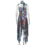 Summer Women Strap Printed Maxi Dress