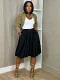 Summer A-Line High-Waist Pleated Loose Wide-Leg Midi Casual Pants