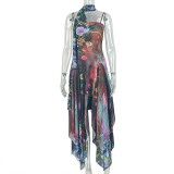 Summer Women Strap Printed Maxi Dress