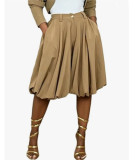 Summer A-Line High-Waist Pleated Loose Wide-Leg Midi Casual Pants
