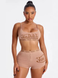 Fashion Sexy Sleeveless Summer Crop Letter Vest Shorts Set