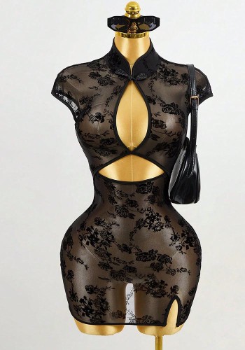 Sleeveless Summer Split See-Through Sexy Slim Waist Bodycon Night Dress