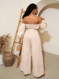 Fashion Casual Off-Shoulder Puff Sleeve Jumpsuit