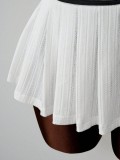 Elegant Women Solid Color Slim Fit Pleated Mini Dress