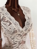 Spring Lace Hollow Bodycon Mini Dress