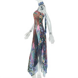 Summer Women Strap Printed Maxi Dress