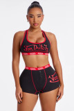 Fashion Sexy Sleeveless Summer Crop Letter Vest Shorts Set