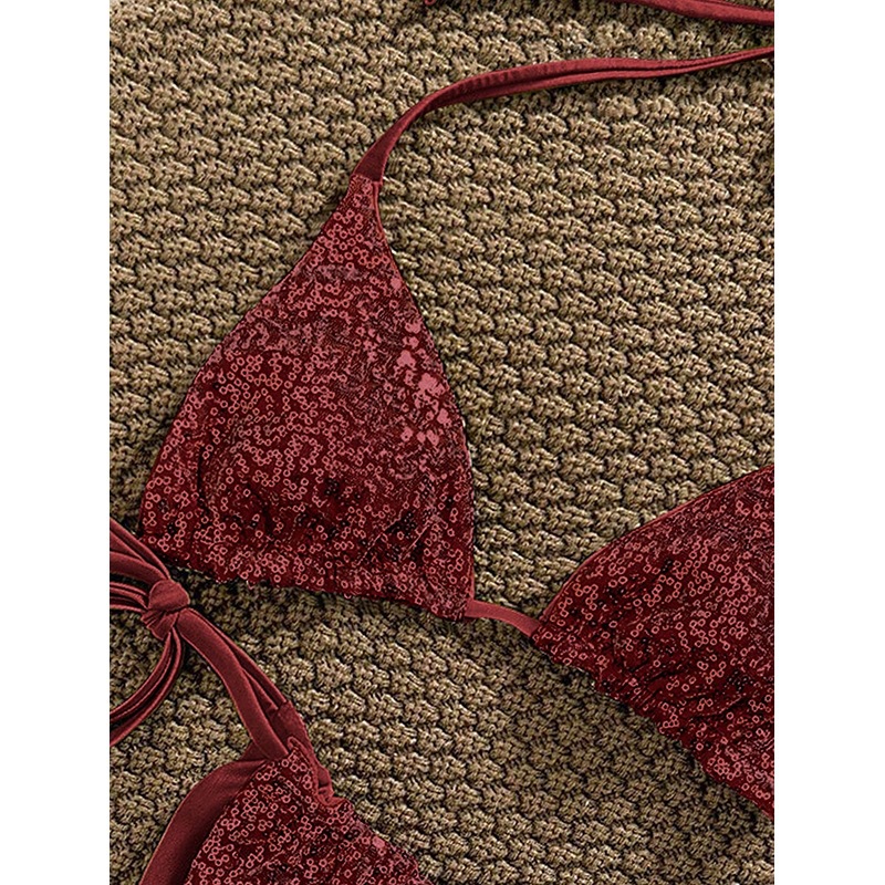 Printed Halter Tie Two-Piece Bikini Swimsuit for Beachwear