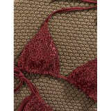 Halter Neck Printed Two-Piece Swimwear Women Tie Sexy Beach Bikini