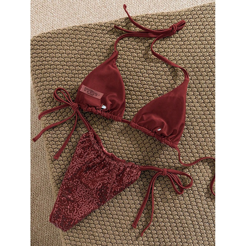 Printed Halter Tie Two-Piece Bikini Swimsuit for Beachwear