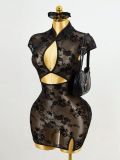 Sleeveless Summer Split See-Through Sexy Slim Waist Bodycon Night Dress