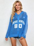 Summer Women Letter Hollow-Knit Zipper Loose Sun-Protective Cardigan