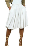 Summer A-Line High-Waist Pleated Loose Wide-Leg Midi Casual Pants