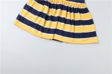 Summer Women Fashion Turndown Collar Striped Sports Trend Short Sleeve Dress