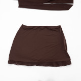 Summer Women Solid Color Strappy Low Back Knot Lace-Up Bodycon Mini Skirt Set