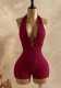 Summer High Street Low Back Circle-Decor Solid Color Women Jumpsuit