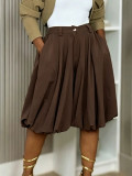 Summer A-Line High-Waist Pleated Loose Wide-Leg Midi Casual Pants