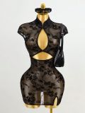 Sleeveless Summer Split See-Through Sexy Slim Waist Bodycon Night Dress