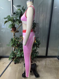 Spring Fashion Street Women Color-Block Patchwork Long Sleeve Zip-Up Casual Three-Piece Pants Set