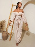 Fashion Casual Off-Shoulder Puff Sleeve Jumpsuit