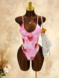 Summer Women Heart Print Strappy Sexy Jumpsuit