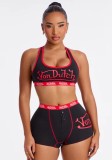 Fashion Sexy Sleeveless Summer Crop Letter Vest Shorts Set