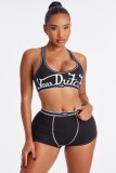 Fashion Sexy Sleeveless Summer Crop Letter Vest Shorts Set